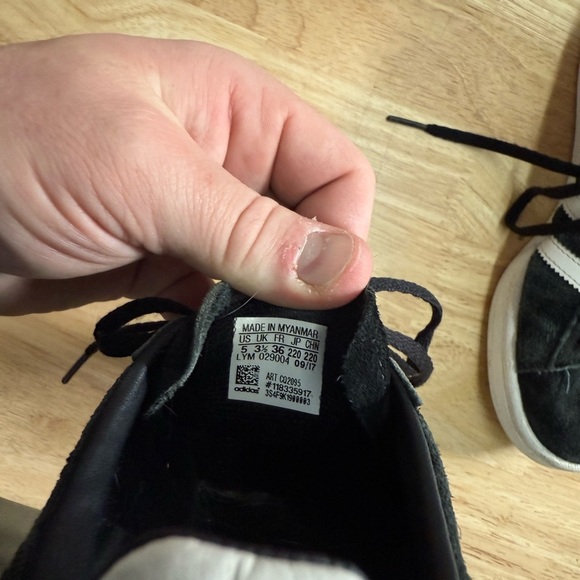 Adidas Black Suede Sneakers with White Stripes - Picture 4 of 5